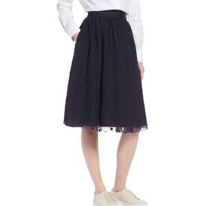 1901 Embroidered Tulle Skirt in Navy Size 4